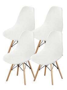 1pc Minimalist Solid Color Removable Washable All-Season Corn Velvet Elastic Curved Shell Chair Cover - White - View 5