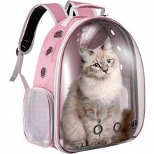 Cat Backpack Carrier – Transparent Bubble Space Capsule Pet Backpack With Hard Shell Dome, Mesh Ventilation & Padded Straps For Hands-Free Travel - Pink - View 1