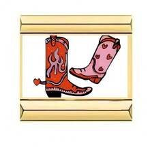 1 pieza Componente de pulsera de acero inoxidable con módulo italiano, con diversos patrones impresos, para hacer joyas de pulseras y collares de forma DIY, se puede combinar libremente con diferentes estilos