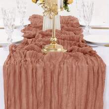 90*180cm/90*300cm Camino de mesa de gasa plisada estilo bohemio, decoración de mesa para fiesta de campo, boda, fiesta, Navidad, Acción de Gracias, baby shower, estilo granja - Multicolor - Ver 14