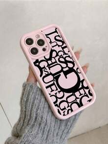 1pc Pink Letter G Pattern Full Coverage TPU Shockproof Phone Case Compatible With Iphone 16, 15, 14, 13, 12, 11 Pro Max, And Series - Multicolor - View 3