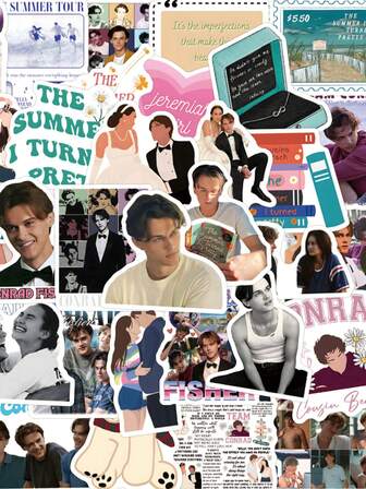 55pcs The Summer I Turned Pretty Stickers Aesthetic Stickers The Summer I Turned Pretty Merch TV Show Stickers Decorative Stickers Vinyl Waterproof Stickers For Water Bottle,Laptop,Phone,Skateboard,Scrapbooking,Journaling Gifts
