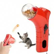 Small Dog & Cat Snack Toy - Handheld Interactive Dispenser With Clear Storage, Perfect For Training & Travel - Red - View 2