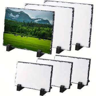 1pc Sublimation Slate Blanks - 15.24x20.32cm Heat Transfer Ready Stone Photo Frames With Display Holder - DIY Customizable Desktop Souvenir & Memorial Gift Set - Personalized Wedding Decor, Rustic Home Accent, Pet Memorial Plaque, Anniversary Keepsake, Farmhouse Wall Art