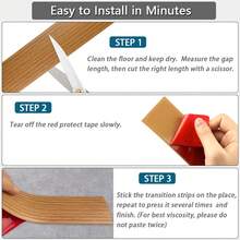 自粘式地板过渡条，免钻孔缝隙盖板，适用于瓷砖与木地板、复合地板、乙烯基地板之间的过渡，易于安装的安全门槛坡道（39 英寸 x 2 英寸）