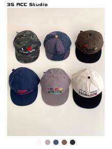 Embroidered Letter English Pattern Flat Brim Wide Brim Baseball Cap, Spring/Summer Outing, Face-Slimming, Hip-Hop, Sun-Shading Cap, Men, Skater Hippie Chicks Style - Multicolor - View 2