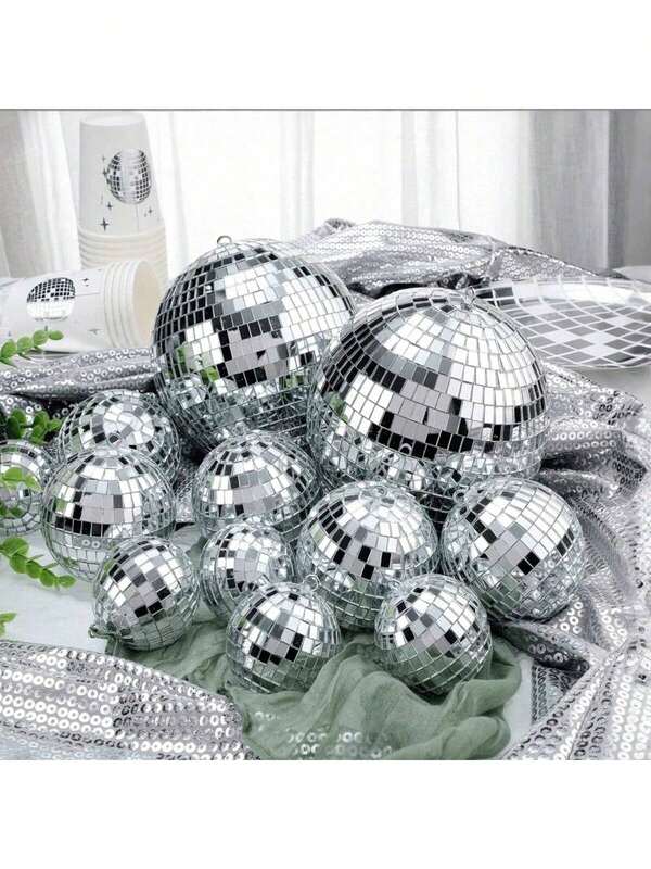 Silver Disco Ball, Cool And Fun Hanging Party Decoration, Suitable For Large Parties Such As Christmas And Birthday Parties,Mirror Disco Ball, Silver Ball With Hanging Rope For Holiday Birthday Wedding Dance Music Party Decorations