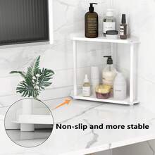 1 Double-Tier Bathroom Storage Rack 2-Tier Perfume, Cosmetics, Skincare, And Toiletries Modern Metal Countertop Organizer Skincare & Cosmetics Countertop Organizer Kitchen & Bathroom Countertop Corner Shelf Bathroom Countertop Storage Rack Multi-Functional Countertop Storage Rack (Suitable For Bathrooms, Kitchens, Living Rooms, And Bedrooms) - 彩色 - 查看 5