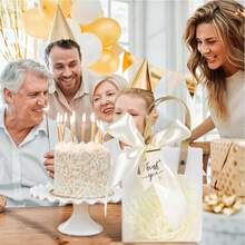 ¡RecomendadoBolsa de Plástico de PVC Transparente, 10 Bolsas de Regalo de Plástico Transparente con Asa, Bolsas de Compras Reutilizables con Cintas y Paja de Rafia 20x15x7cm (Rosa)¡Top de Temporada - Champán - Ver 9