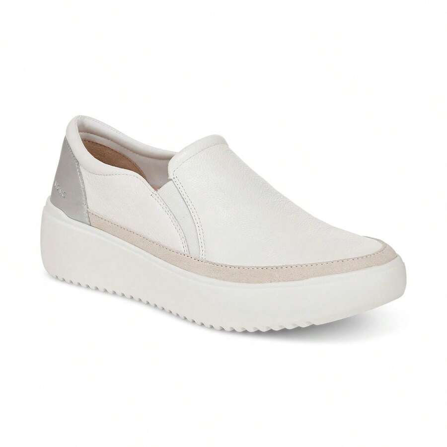 Vionic Women's Kearny Platform Slip On Sneakers - Shoes For Woman - Women's Black Shoes - Women's White Shoes - Fashionable Flats - Da trắng - Xem 1