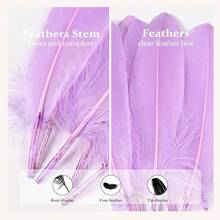 FeelfunFeather 120pcs Navy Blue Goose Feathers 6-8 Inch 15-20cm Decorative Natural Goose Nagoire Bulk Crafts Cosplay Wedding Party Halloween Home Decoration - Màu tím nhạt - Xem 7