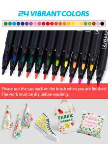 1pc 12/24 Colors Fabric Marker Pens, Smooth Drawing, Bleed-Proof, Waterproof, Colorfast, For DIY Clothing, Canvas Shoes, Children's Hand Painting