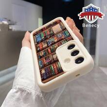 Phone Case Compatible For Samsung Galaxy S23/S25/S22+/S24 Ultra Plus Cartoon Bookshelf Pattern TPU Silicone Camera Protective Rugged Cellphone Cover - 白色 - 查看 5