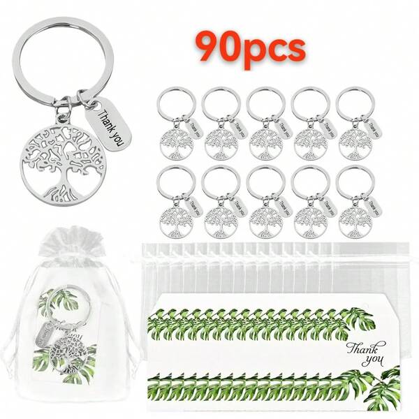 90 zestawów breloków z motywem drzewa życia, w tym 30 zielonych kartek z podziękowaniami, 30 białych woreczków organzowych i 30 metalowych breloków, prezenty na zakończenie roku szkolnego, Święto Dziękczynienia i Dzień Nauczyciela, nagrody i prezenty motywacyjne dla zespołu oraz prezenty rocznicowe do sklepu. Akcesoria do toreb, smycze z uchwytem na identyfikator, akcesoria samochodowe, zawieszki do toreb, ozdoby świąteczne.