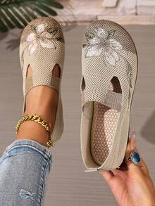 Zapatos deportivos y casuales de mujer de moda 2025, suela blanda de punto, transpirables, de suela blanda, slip-on y ligeros - Marrón - Ver 6