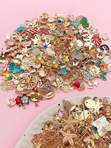 100pcs Random Mix Drip-Paint + KC Gold Charms – DIY Craft Supplies For Handmade Earrings, Bracelets, Necklaces & Keychain/Bag Accessories - Một kích thước phù hợp với tất cả - Xem 3