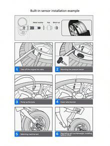 太阳能供电的 TPMS 轮胎压力监测系统、汽车安全警报系统、轮胎压力传感器套件、自动警报和实时压力跟踪、仅接收器 - 黑色 - 查看 6