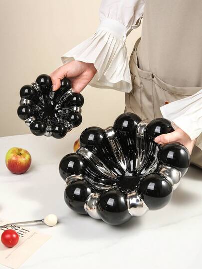 1pc Unique Creative Ceramic Fruit Bowl, Suitable For Home, Office Fruit, Snack Or Nut Tray Christmas Gift