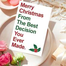 1 Set Christmas Greeting Cards, Funny Christmas Card For Husband Or Boyfriend - "Best Decision Ever" Humorous Holiday Greeting - Unique Christmas Gift, Perfect Choice For Lovers, Couples And Partners - Unforgettable Holiday Surprise - Single Piece - View 2