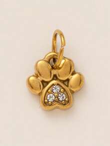 1pc Cute Animal Shaped Pendant, Designs Include Fish, Leopard, Parrot, Dachshund, Penguin, Seahorse, Seashell, Paw Print, Inlaid Zirconia, 18K Gold Plated Stainless Steel, Suitable For DIY Jewelry, Necklace, Bracelet, Earring, Keychain, Bag Charm, Women's Jewelry Accessory, Wallet Decor, Small Pendant, DIY Craft