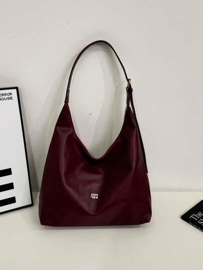 时尚勃艮第色手提包，大容量女士单肩包，设计感十足