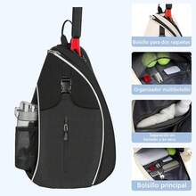Bolsa de Tenis,Mochila Raqueta de Padel,Mochila de Tenis Para Mujeres y Hombres,Bolsa de Tenis Resistente al Agua,para Raquetas Bádminton y Otros Accesorios Deportivos - Negro - Ver 6
