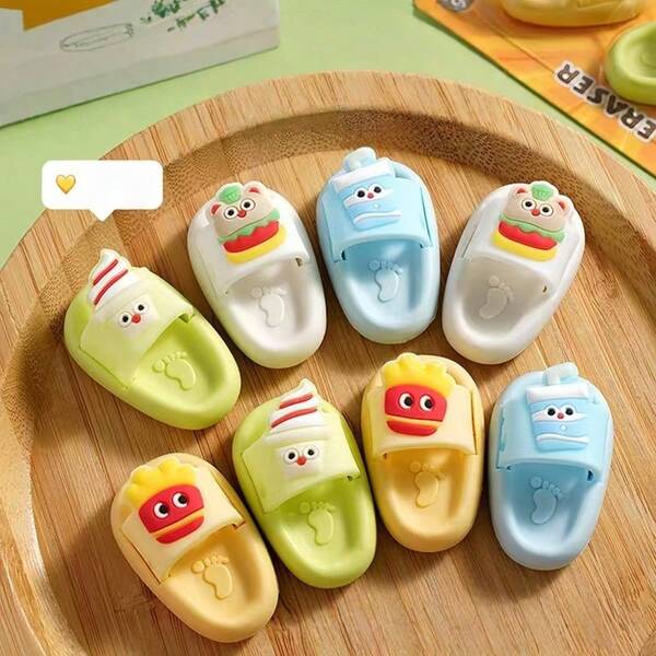1/2pcs Super Cute Hamburger, Soda, Ice Cream, French Fries Food Eraser, High-Quality Creative Food Eraser Stationery, Lovely Eraser, Christmas Gift, Toy Reward For Boys And Girls