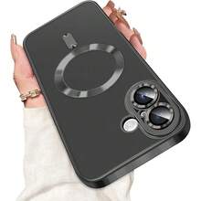 Deluxe Wireless Charging Magnetic Case With Lens Protection Plating Clear Shockproof Transparent TPU Case Compatible With IPhone 17 17Pro 17Air 17Pro Max 16 16Pro 16Pro Max 15 15Pro 15Pro Max Case - Black - View 19