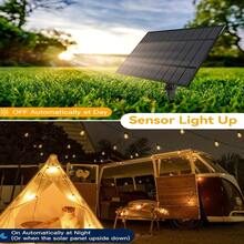 1 Box Of 50-Foot ST38 Solar String Lights With 12 LED Bulbs, Halloween Decorations, 50-Foot USB And Solar Dual-Battery Outdoor String Lights, 8 Modes, 3 Brightness Levels, 2700K, IP65 Waterproof Patio Lights, Suitable For Porches, Gardens, And Camping. Halloween Solar Lights, Outdoor Solar String Lights, Patio Lights, Outdoor Solar, Solar Flower Lights, Outdoor Solar String Lights, Garden Decorations, Camping Lights, Ambient Lighting, Decorative Lighting, Long-Life Bulbs, Durable Plastic - 暖色燈光 - 查看 10