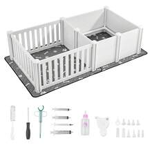 Dog Whelping Box, 73x38x19.7 In, Plastic Dog Whelping Pen With Adjustable Height Door, Puppy Playpen With Waterproof Pee Pad, Easy To Clean, Durable Indoor Pet Birth Kit For Medium Sized Dogs - Chó cỡ trung (M) Xám - Xem 8