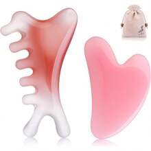 4-In-1 Massage Comb With Gua Sha Tool, Pink Gua Sha Facial Tools, Scalp Massager For Head Neck Face Eye Body Care With Gift Bag For Family And Friends