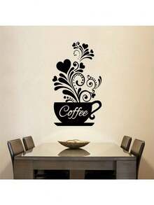 1 buc autocolant de perete ghiveci de flori negru ceașcă de cafea autocolant decorativ din PVC autocolant detașabil autoadeziv ușor de rupt decorare casă fă-ți viața un aspect nou autocolant decor de sărbători cadou de ziua de naștere de absolvire decor de perete decor cameră autocolante de perete autocolante