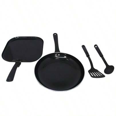 Nonstick Ceramic Cookware Set 4 - Pieces, 10 And 10.5 Inches, With Stay - Cool Handles, Aluminum, Black