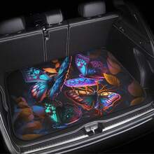 1pc Fashionable Personalized Trunk Mat, Colorful Car/Butterfly, Skull Pattern - Suitable For SUV, Truck, Sedan - Durable Polyester Material, Keeps Dry And Clean, Adds Personalized To Vehicle, Trunk Protector Mat