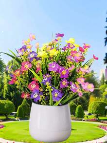 5 قطع/10 قطع من النباتات الاصطناعية متعددة الألوان مع ثمار وأزهار البابونج الصغيرة، ديكور منزلي نباتات خضراء مزيفة، مناسبة لعيد الميلاد، عيد الحب، عيد الأم، عيد الأب، عيد الفصح