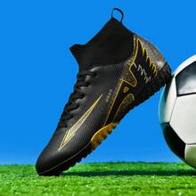 Men's Soccer Shoes New FG/TF Wear-Resistant Breathable PU Leather Artificial Grass Training & Match Football Shoes - Black - View 1