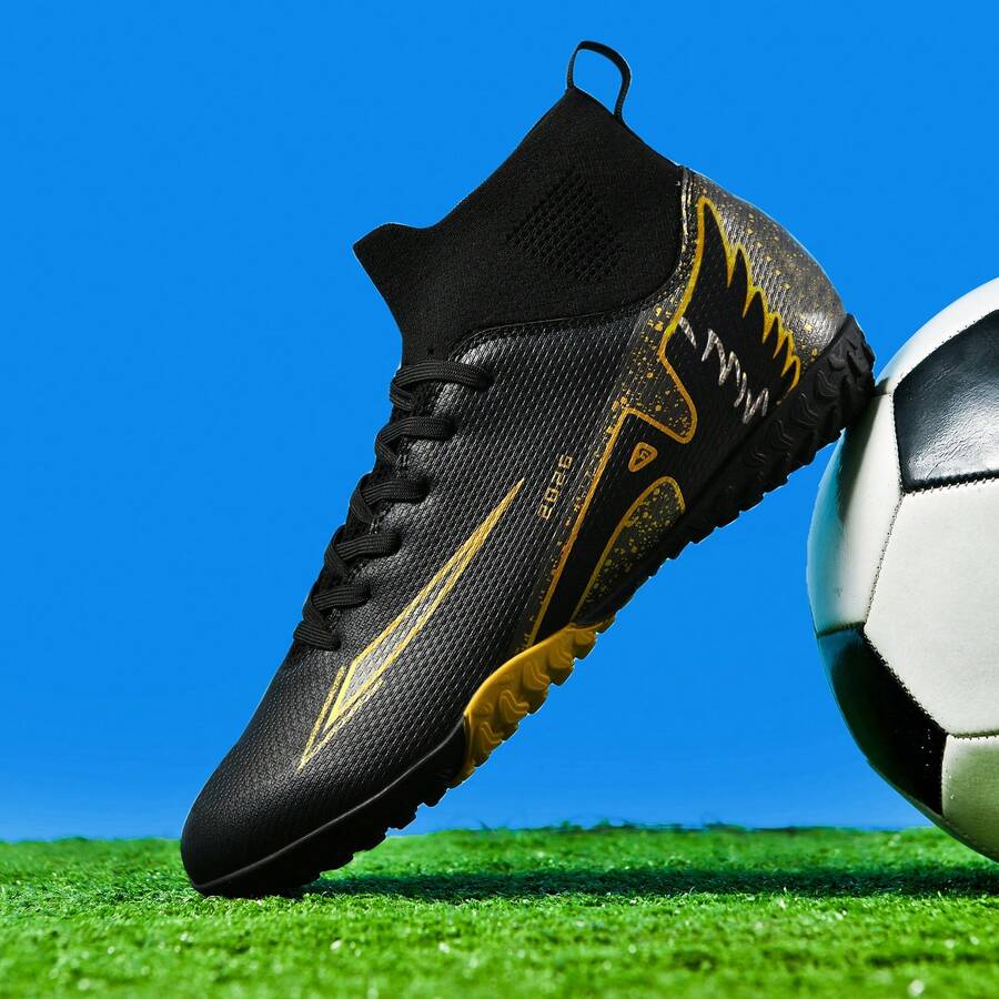 Men's Soccer Shoes New FG/TF Wear-Resistant Breathable PU Leather Artificial Grass Training & Match Football Shoes - Black - View 1