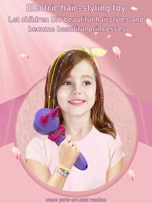 Electric Hair Braider Toy For Kids, DIY Automatic Braiding Machine Playset For Girls, 2-Strand Braid Maker, Decorative Rhinestone Accessory, Creative Braiding Toy, Easy To Use Pretend Play Toy, Gift For Girls - Multicolor - View 10