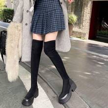 Women Over-The-Knee Boots - Black Single - View 7