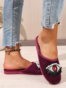 Sandalias de malla de uso interior/exterior con decoración de ojos, nueva moda 2025