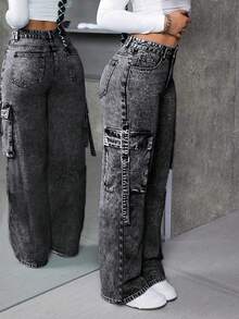 ZYANYA Women Jeans - 灰色 - 查看 5