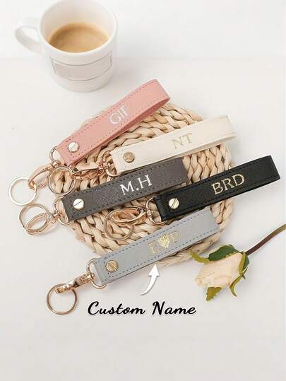 [Personalized] Personalized Custom Initial Keychain - Custom Name Double-Sided Pendant, Elegant Gold Clip, Perfect Valentine'S Day Gift, Fashionable Decorative Accessories, Replica Keychain, Fashionable Anti-Lost Accessories Customized Letters