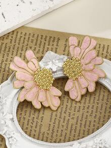 2Pcs/Set Hand-Painted Enamel Oil-Drip Gold Earrings, Suitable For Daily Wear, Birthday, Mother's Day, Surprise Gift For Girlfriend Or Daughter