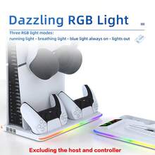 IPlay P-5/Slim/Pro Disc And Digital Game Console Stand, P-5 Multifunctional Charging And Cooling Base With RGB Backlight, 3-Speed Cooling Fan, 3 USB Ports And 1 Headphone Holder - (White/Black) - Multicolor - View 6