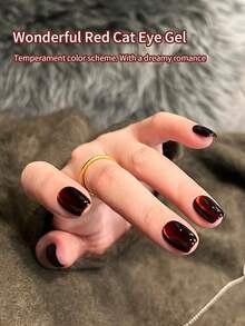 annies 10ml Red Cat Eye Gel Nail Polish - Mesmerising Ruby Cat Eye Gel Polish, Red Glitter Gel Polish Magnetic Effect Soak Off UV Nail Art Design Manicure Gifts For Women