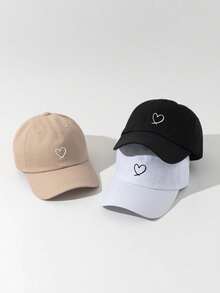 1/2/3 pezzi Cappellino da baseball con stampa a cuore a doppio strato, protezione solare per uso all'aperto, cappelli casual per ragazzi e ragazze per primavera, autunno, vacanze e spiaggia