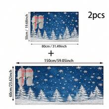 1pc/2pcs Winter Wonderland Snowflake Christmas Pattern Bathroom Anti-Slip Mat, Faux Cashmere Material, Plush Decoration Suitable For Bathrooms, Doorways, Kitchens & Festive Decorations, Machine Washable, Gift Idea - Multicolor - View 16