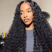 Burmese Curly Human Hair Wig Vietnamese Hair 13x4 Lace Front Wigs Human Hair 250% Density  Bouncy Curly Natural Color Curly Remy Human Hair Lace Wigs Transparent Lace Front Wig - Natural Black - 查看 2