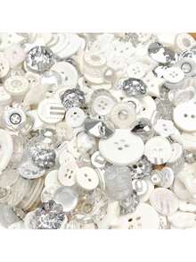 EstiloChenkou Craft Random - 100 Botones De PláStico PequeñOs Para Manualidades De Costura (Mezcla)VersióN Mejorada - blanco - Ver 2