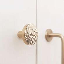 1/2/3 件手工锤击锌合金拉手，简约金色圆形旋钮，适用于衣柜、橱柜、抽屉、梳妆台、家具